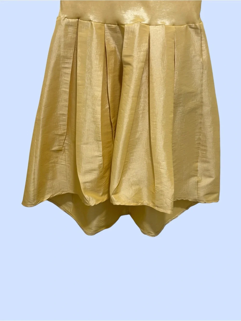 Metallic Gold Girls' Party Dress - Sleeveless Pleated Skirt Size L